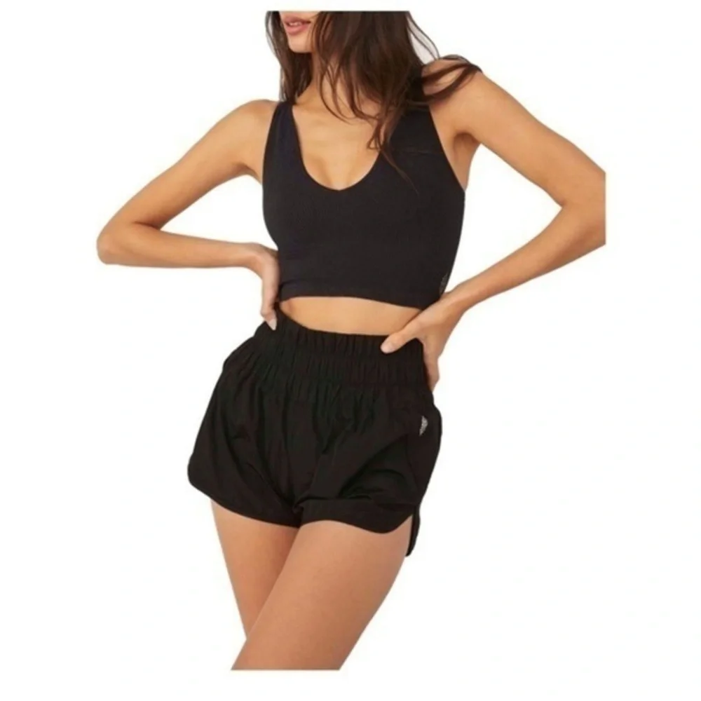 Free People FP Movement Medium Black The Way Home High Rise Run Shorts Lined M